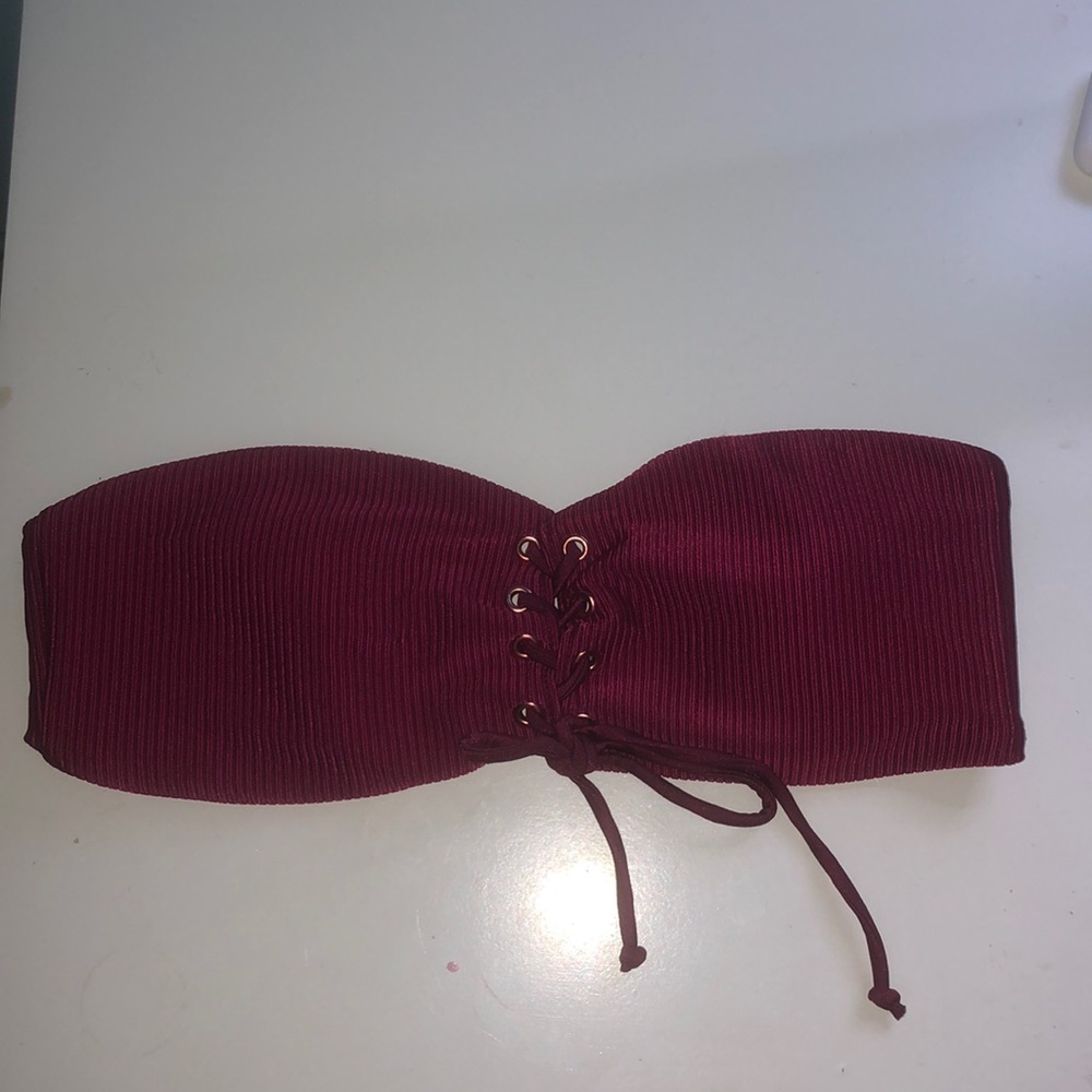 red bandeau top